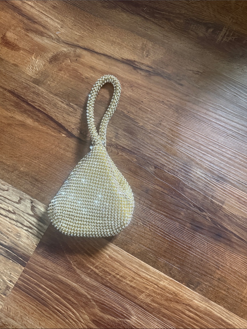 Gold Beaded Wristlet Pouch – Elegant Evening Bag
